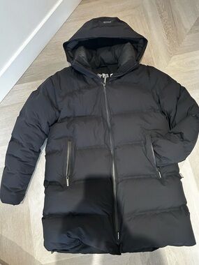 Aritzia TNA Super Puff₂O Waterproof Black Puffer Midi Rainstop Jacket Size L